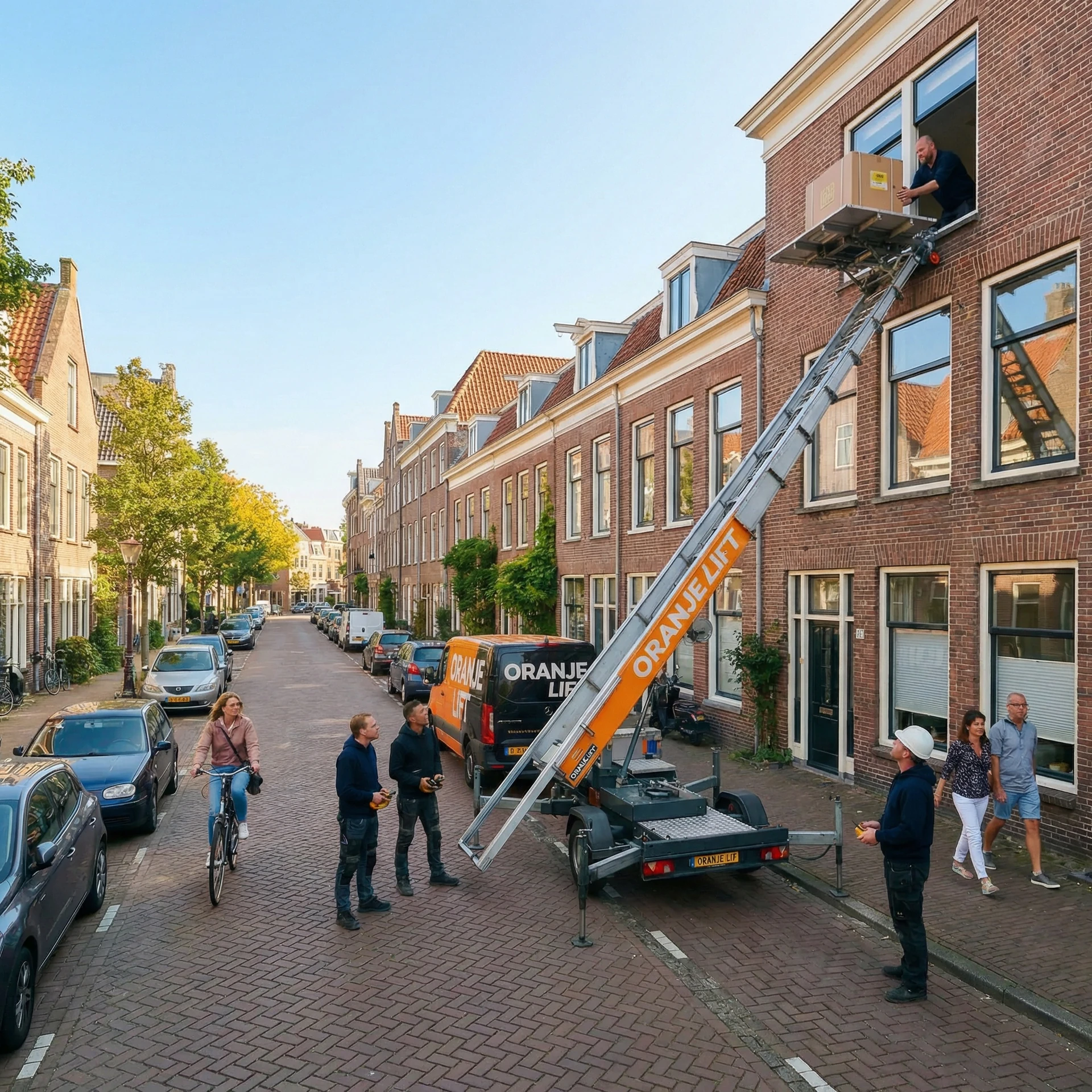 Verhuislift geplaatst met parkeervergunning in Gouda centrum